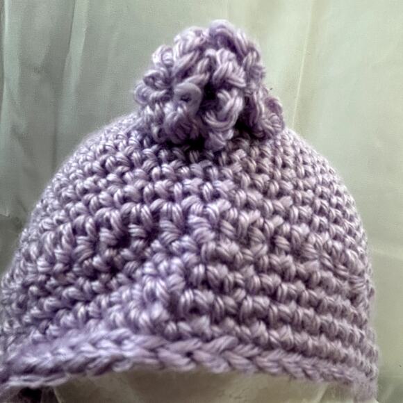 Handmade crochet cap hat women child lilac purple 10" wide x 7 tall" NWOT - Picture 5 of 7